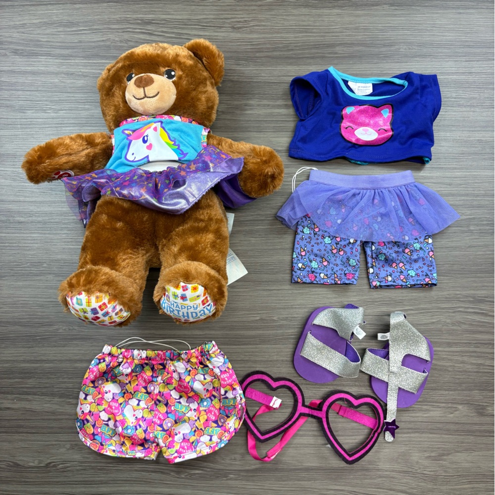 BUILD-A-BEAR Confetti Paws 15" Plush Happy Birthday Unicorn Musical Stuffed